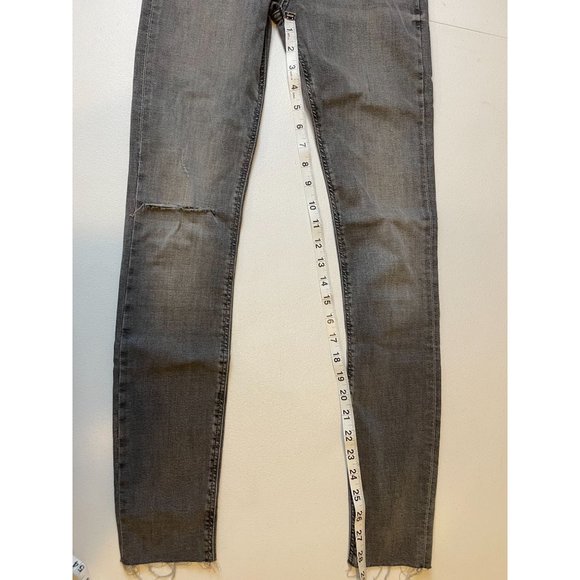 Zara Womens Jeans The High Waist Skinny Denim Distressed in Lead Grey Size USA 4 - Picture 10 of 12